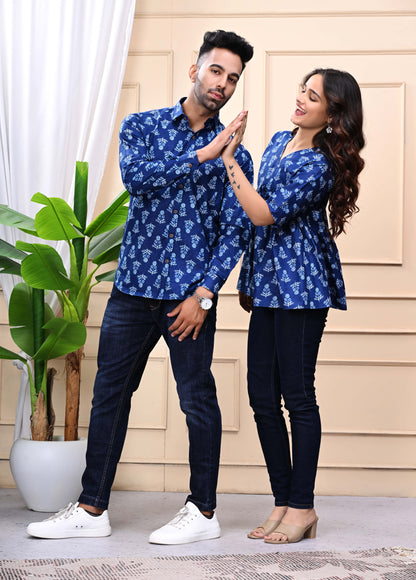 Blue Floral Sanganeri Combo