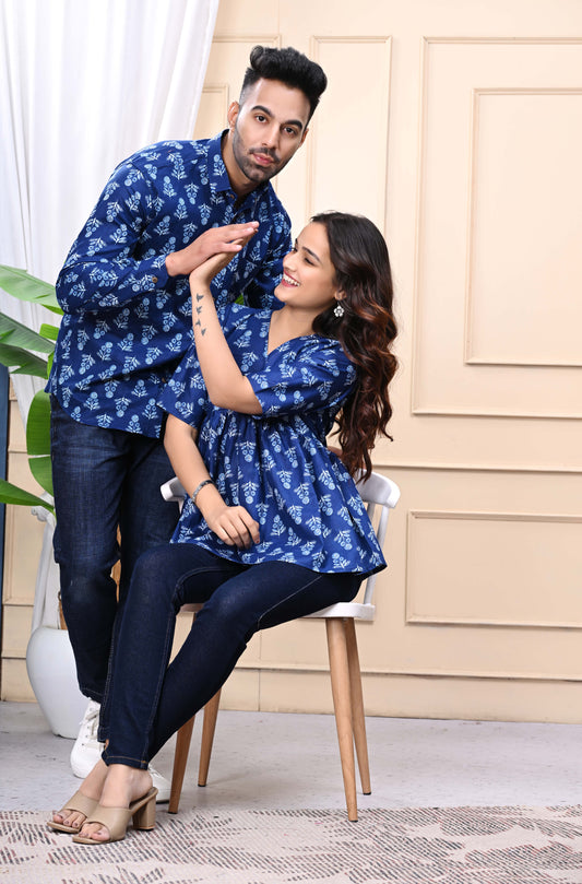 Blue Floral Sanganeri Combo