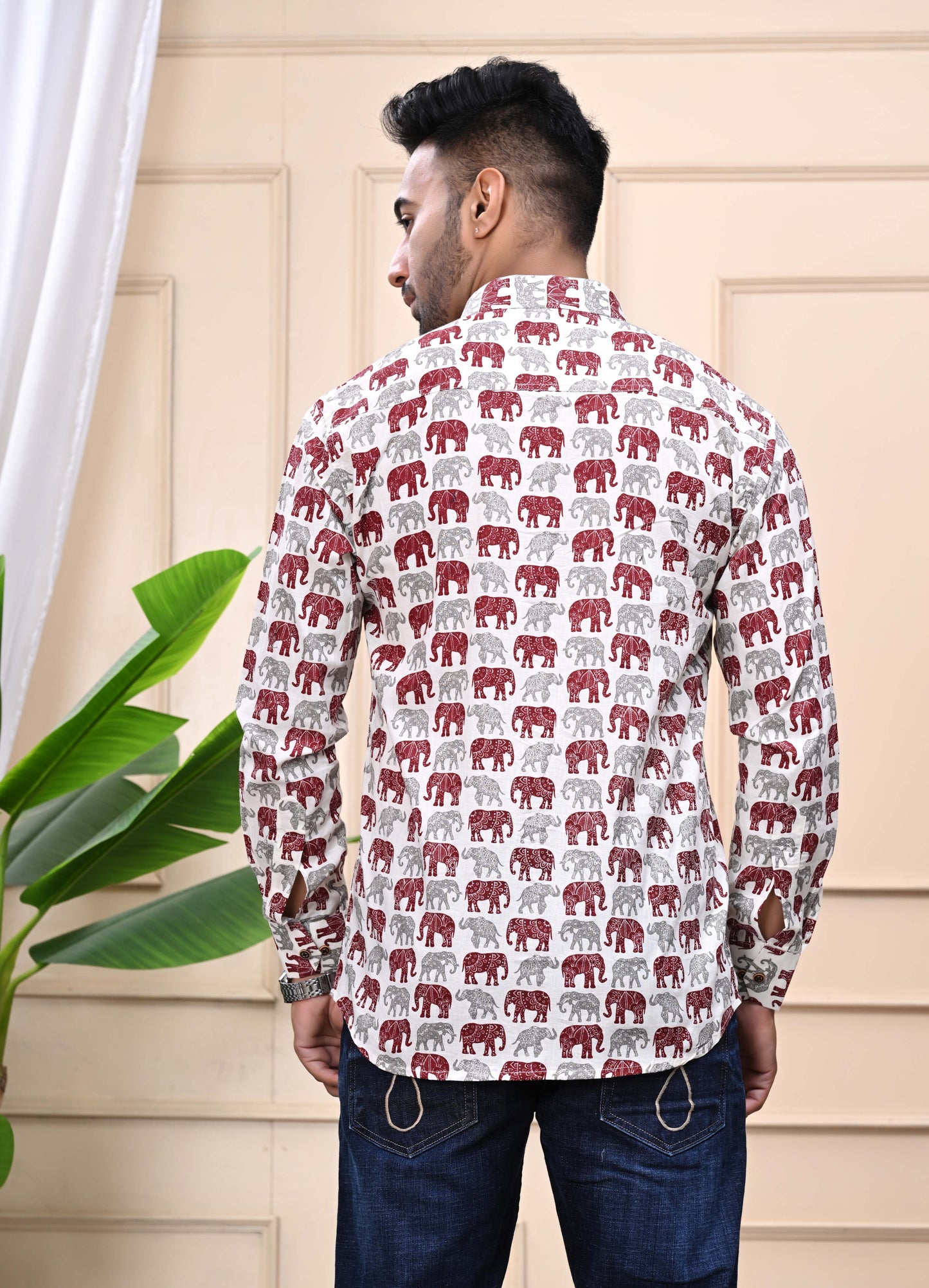 Elephant Print Classic Sanganeri Shirt