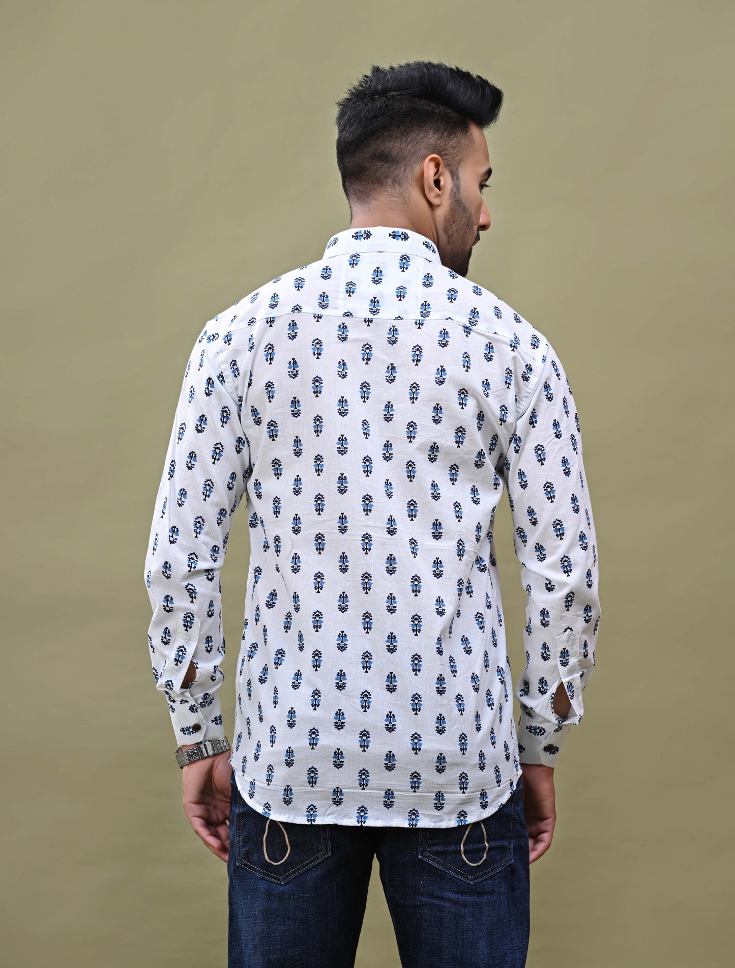 Authentic White Sanganeri Printed Shirt
