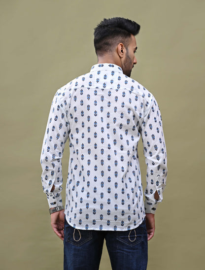 Authentic White Sanganeri Printed Shirt