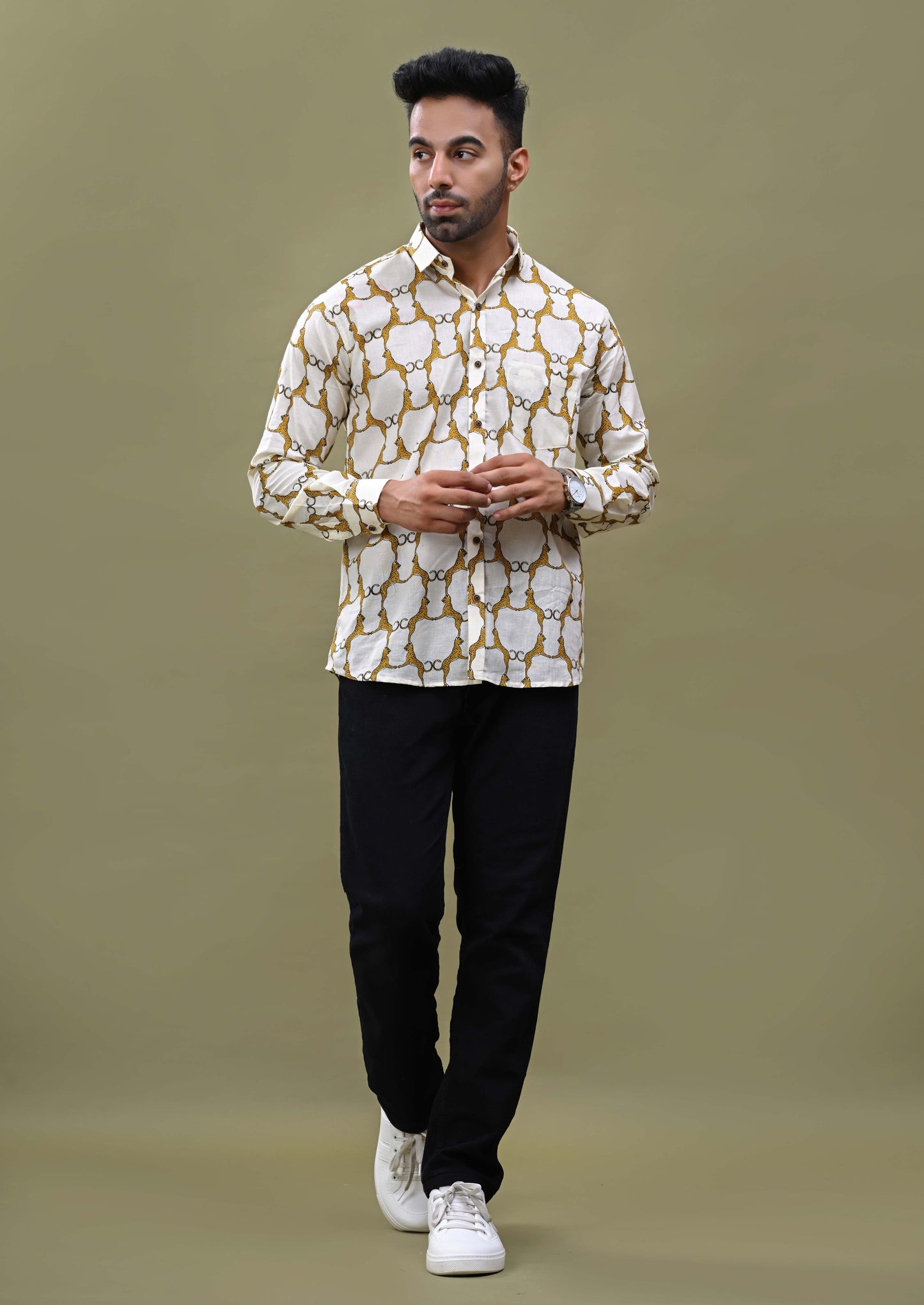 Jaipur Panther Printed Sanganeri Shirt