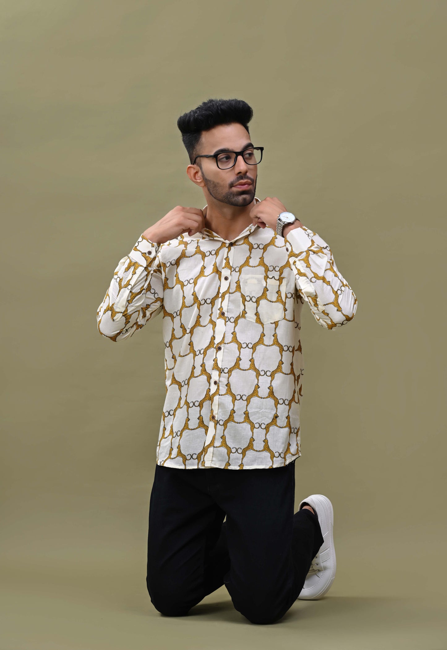 Jaipur Panther Printed Sanganeri Shirt