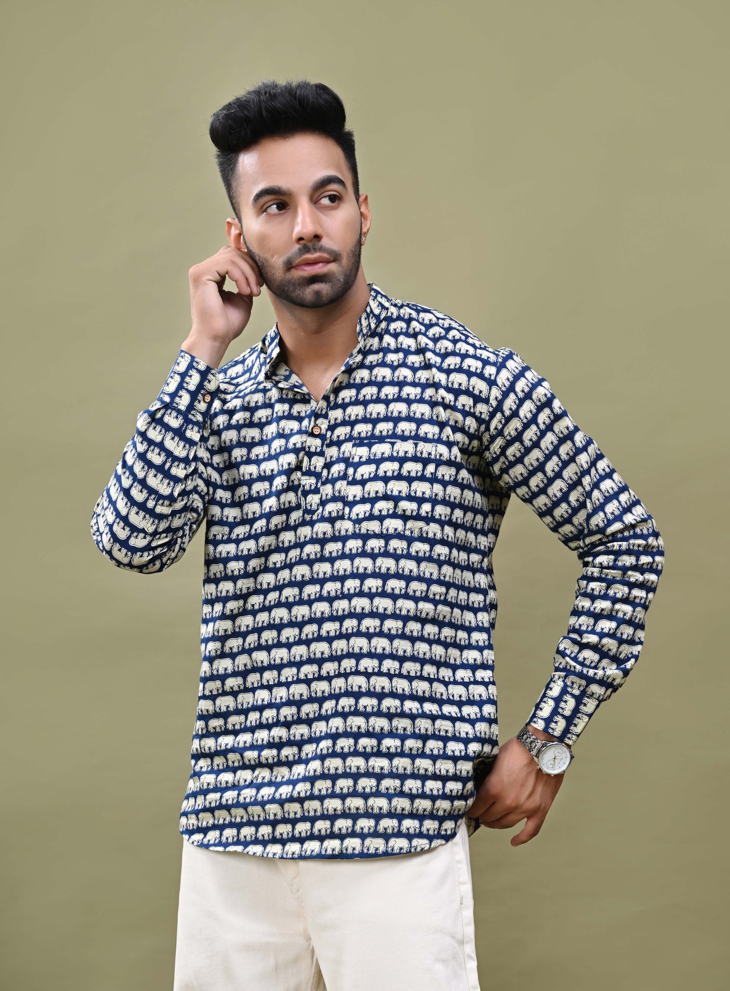 Elephant Print Short Kurta