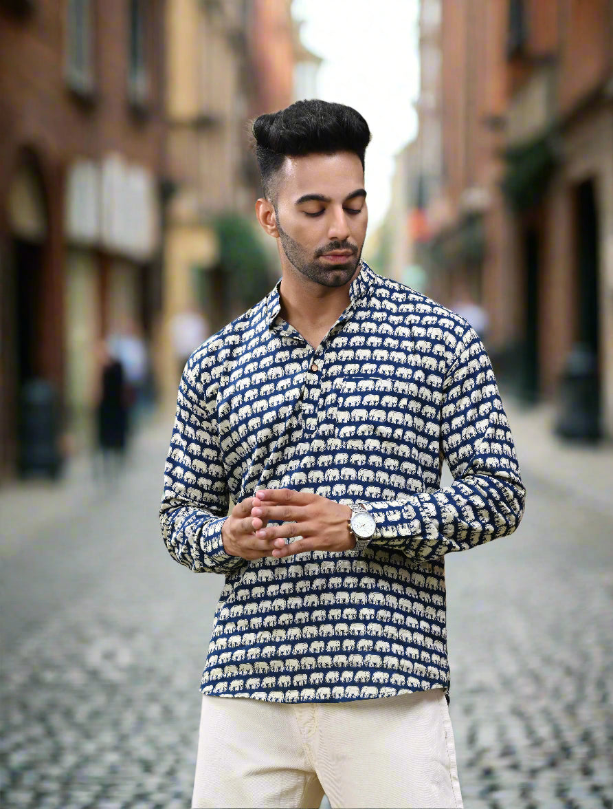 Elephant Print Short Kurta