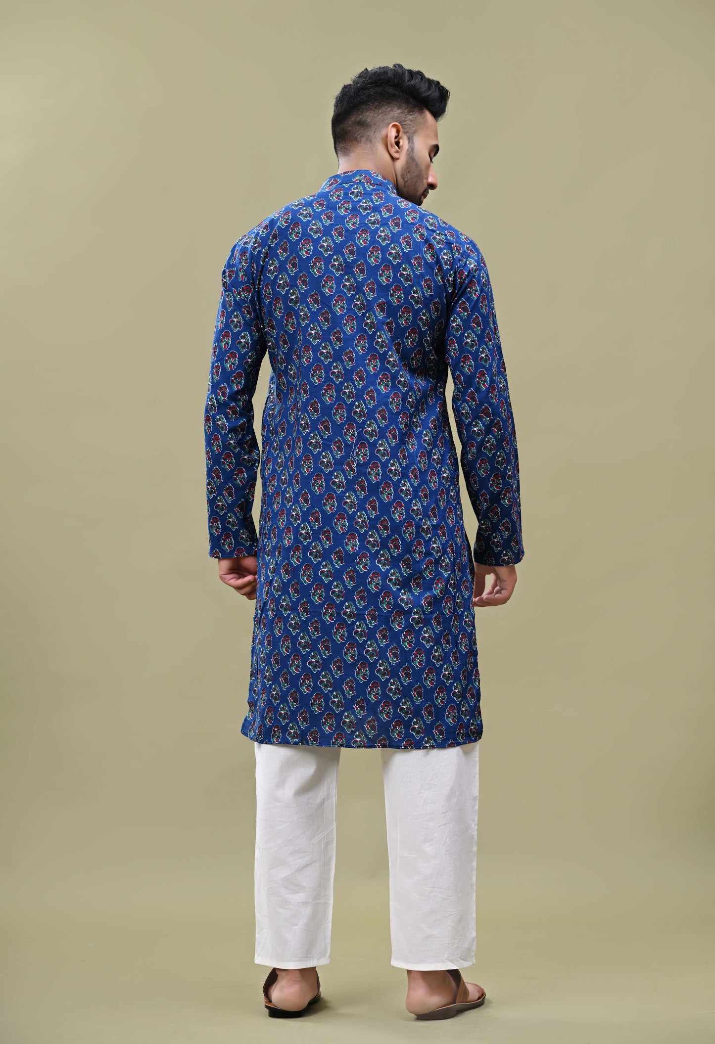 Blue Sanganeri Print Long Kurta