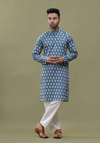 Floral Printed Cotton Long Kurta