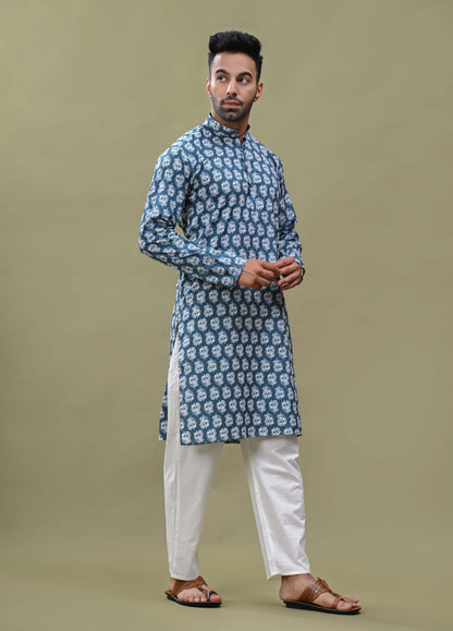 Floral Printed Cotton Long Kurta
