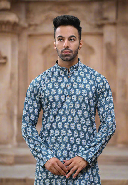 Floral Printed Cotton Long Kurta