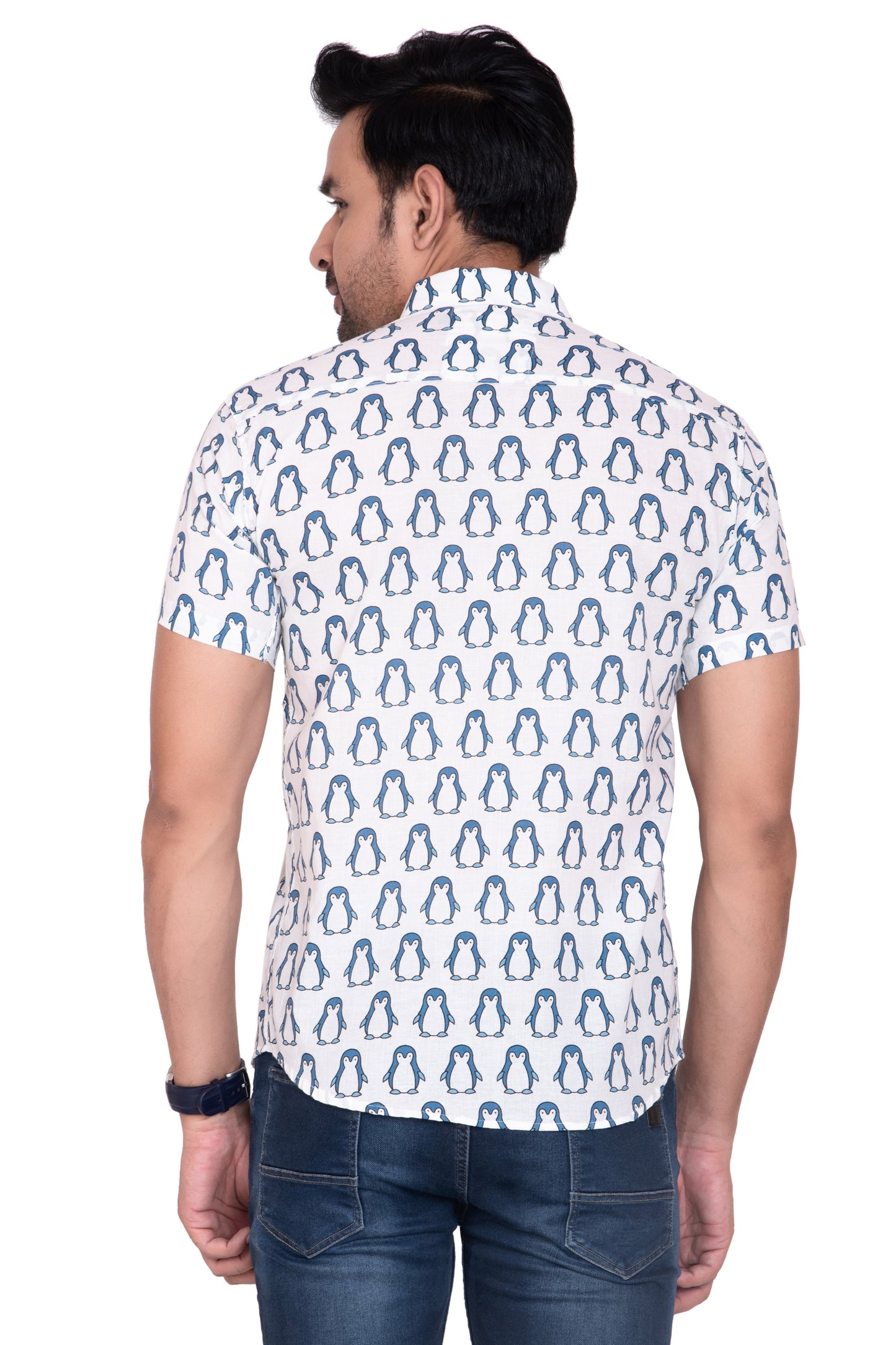 Happy Penguine Sanganeri Printed Cotton Shirt
