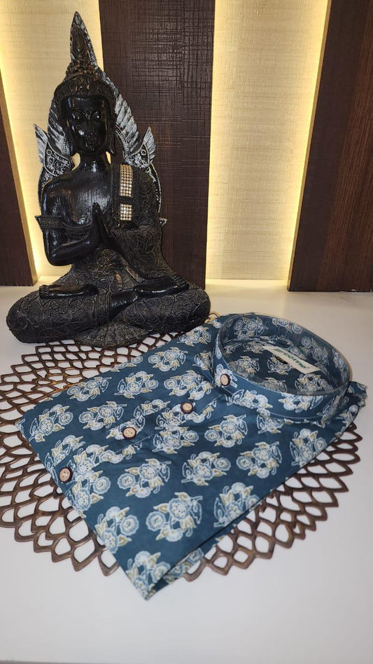 Floral Printed Cotton Long Kurta